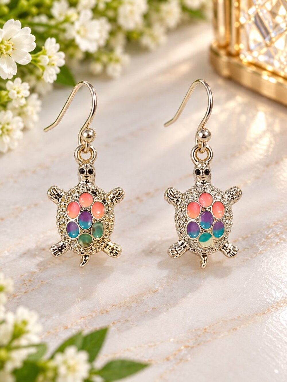 Claire's Silver Colorful Turtle Dangle Earrings Sensitive Solutions Jewelry